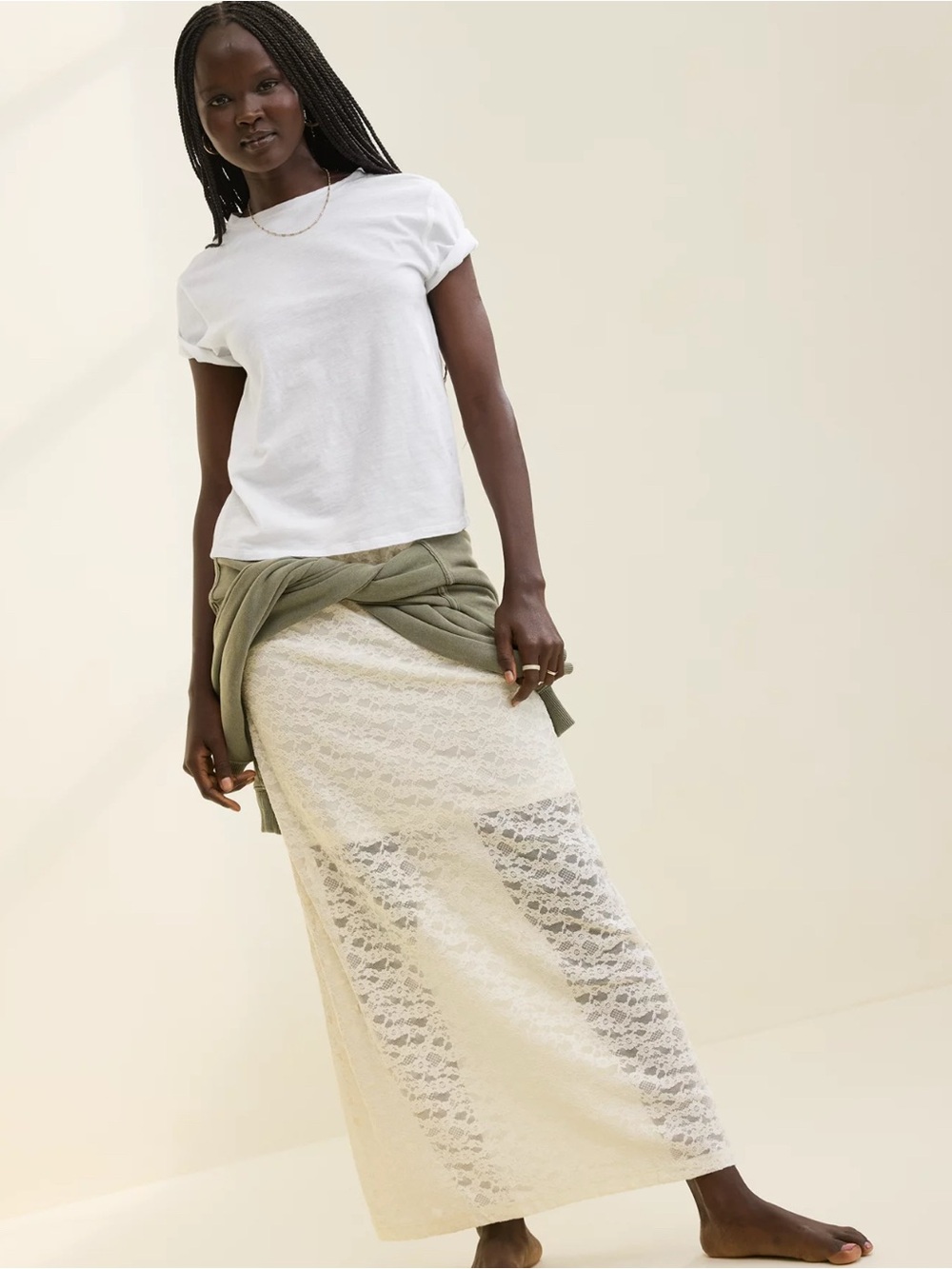 Aerie vintage lace midi skirt